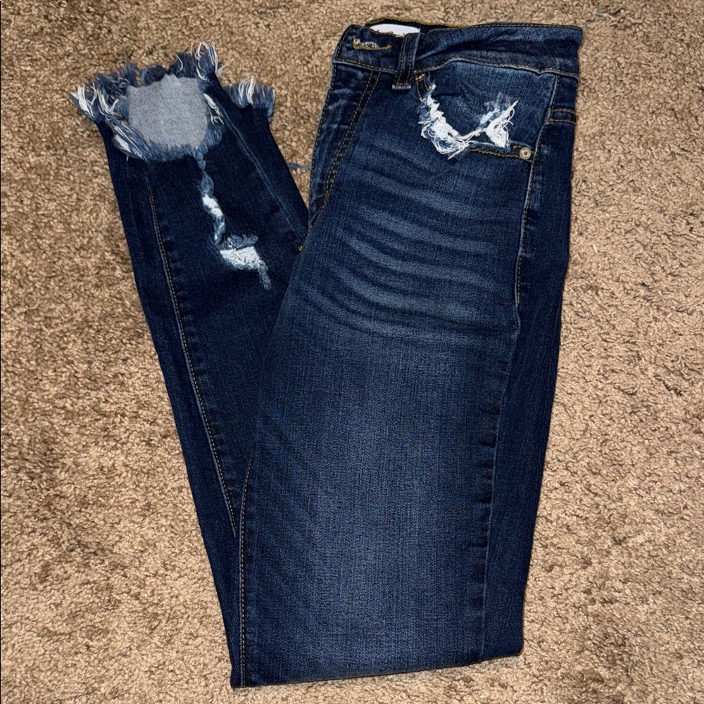 KanCan Dark Blue Distressed Skinny Jeans
